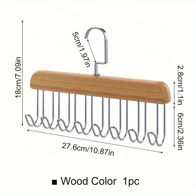 Wooden Clothes Hanger with 8 Wave Hooks for Bras and Accessories Unfinished