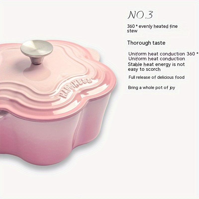 Enamelled Cast Iron Pumpkin Soup Pot Non-Stick Induction Compatible Durable