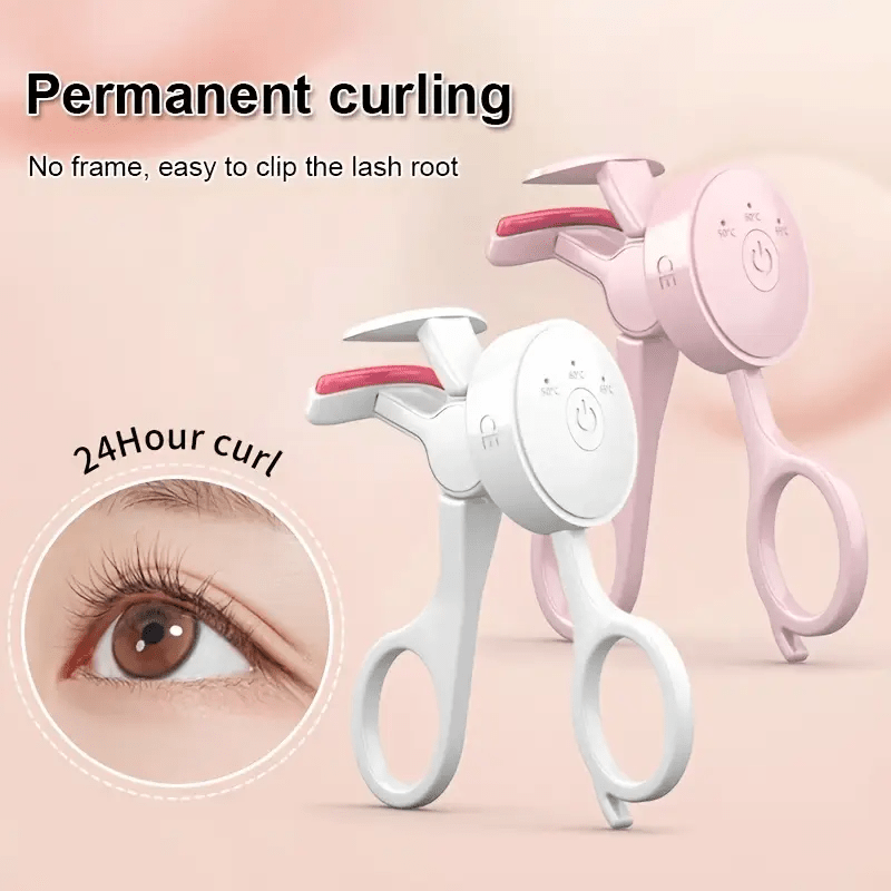 Pink USB Rechargeable Electric Eyelash Curler with 3 Temperature Settings