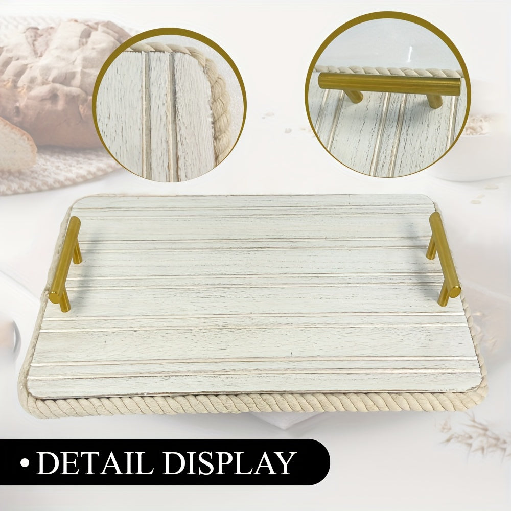 Wooden Serving Tray and Cutting Board with Detachable Handles for Cheese Fruits Food Prep