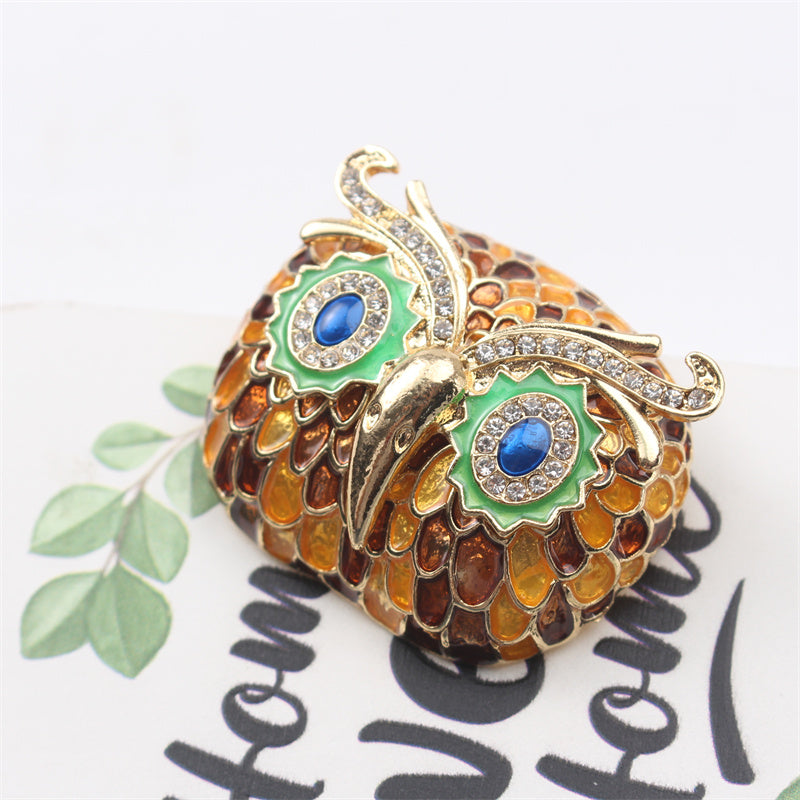 Owl Brooch for Women Enamel Pin with Rhinestone Eyes Stylish Bird Accent Jewelry