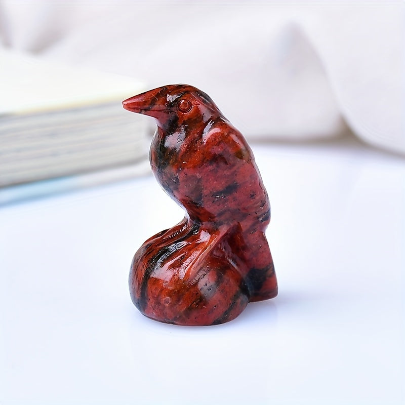 Mini Crystal Jewelry Ornament Made from Natural Carved Obsidian Raven Quartz for Home Decor