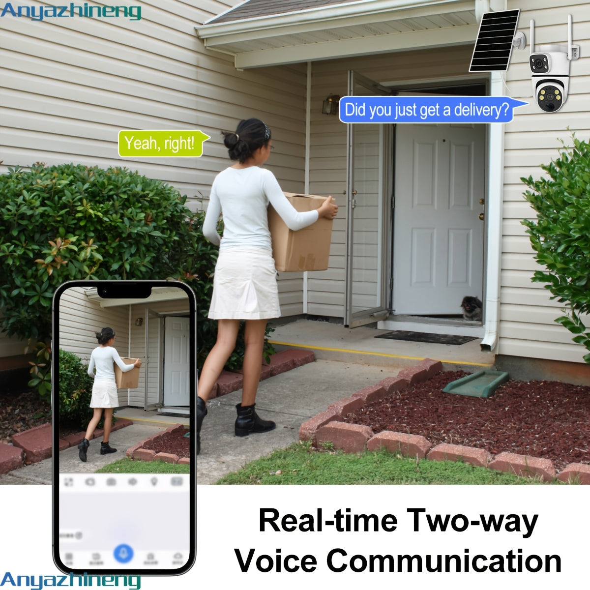 Outdoor Security Camera with PTZ 1080p HD Motion Detection Two-Way Audio Solar Powered