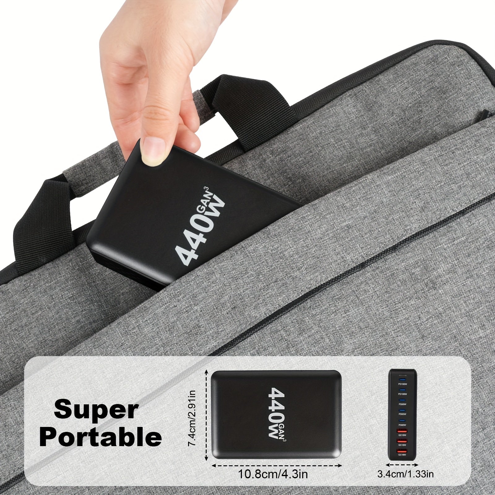 440W GaN Multi-Port Fast Charger Station with 8 USB-C and USB-A Ports European Plug