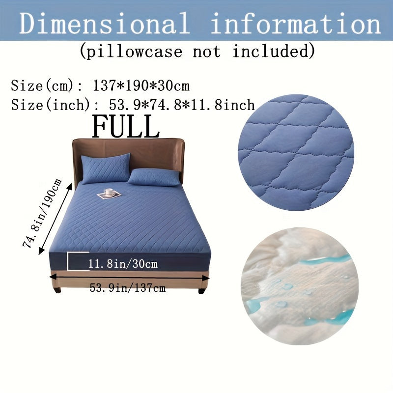 Waterproof Fitted Sheet with Geometric Embossed Pattern Deep Pocket Bed Sheet for Bedroom and Guest Room