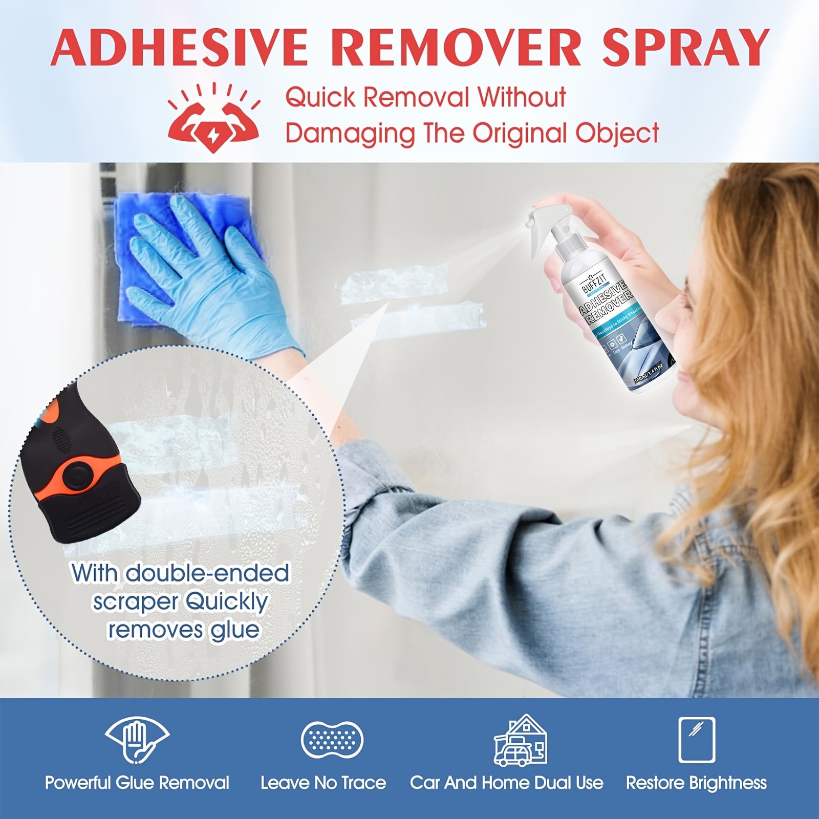 Adhesive Glue Remover Spray Extra Strength Sticker Residue Remover 3.4Oz