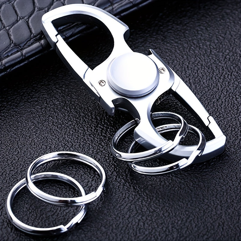 Casual Stainless Steel Key Ring with Spinning Top Gyro Design Durable Accessory