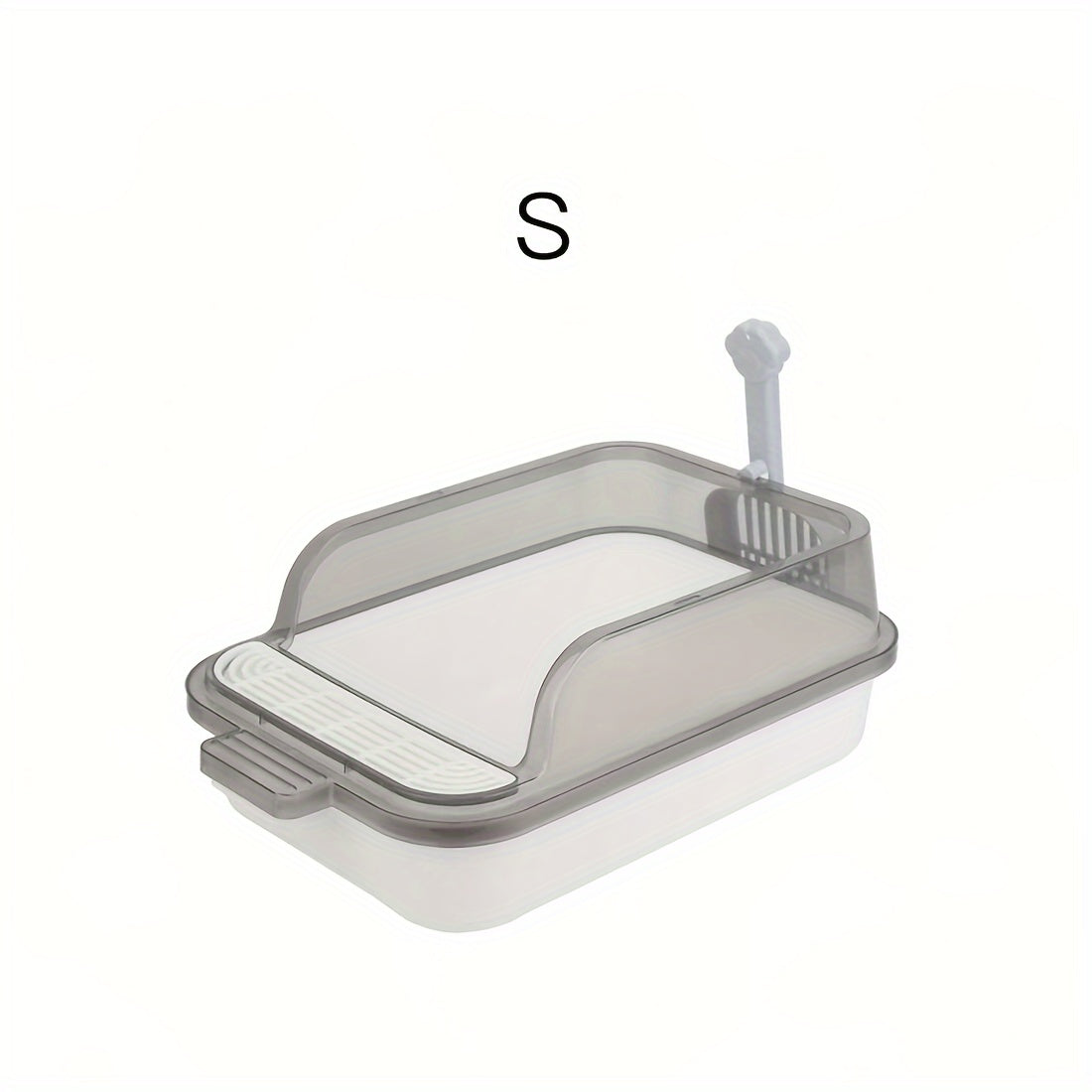 Rectangular Plastic Cat Litter Box with Removable Cover and Raised Edge