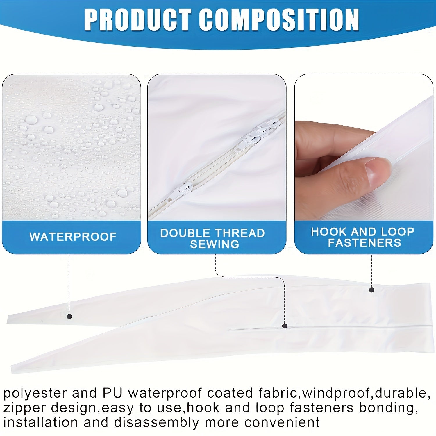 Portable AC Window Seal Kit with Zipper and Adhesive Opening for Dryers and Air Conditioners