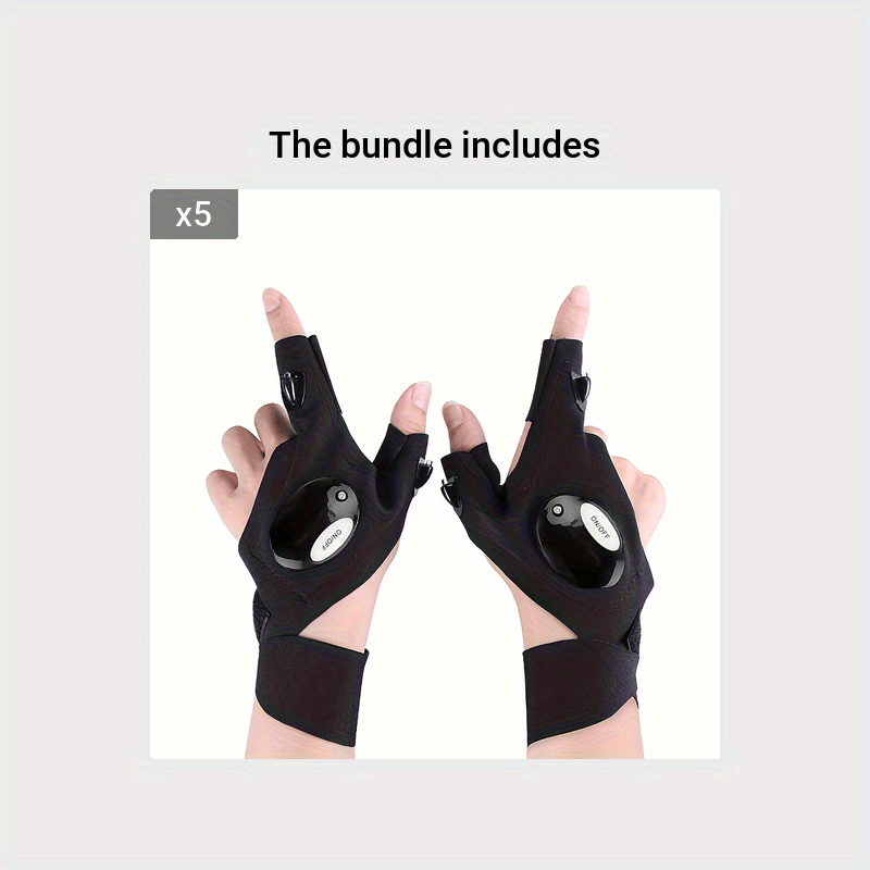Unisex LED Flashlight Gloves Hands-Free Safety Lights for Camping Fishing
