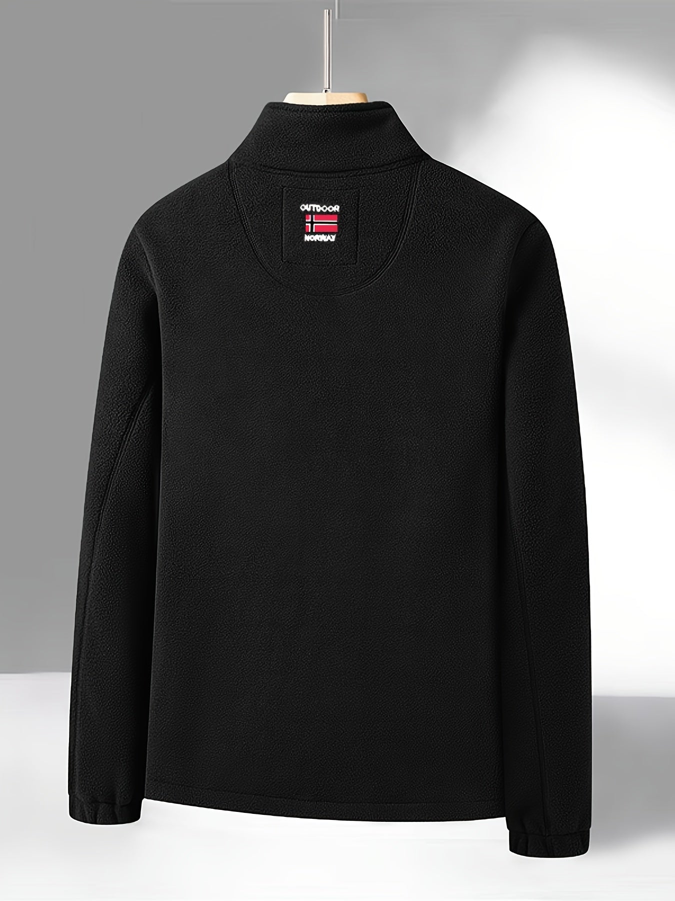 Men's Fleece Zipper Jacket for Autumn Winter Outdoor Casual Solid Polyester