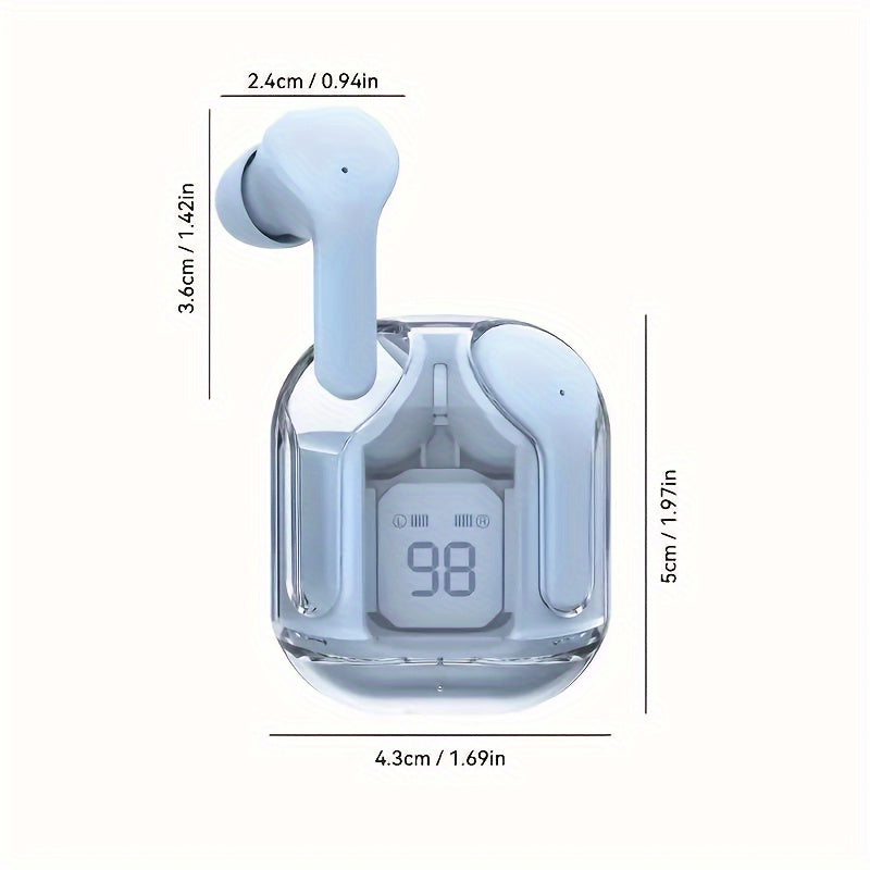 Transparent Wireless Earbuds with Long Battery Life and Condenser Microphone for Sports Unisex