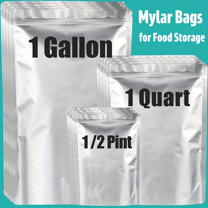 Set of 100 Mylar Food Storage Bags 3 Sizes Resealable Heat Sealable