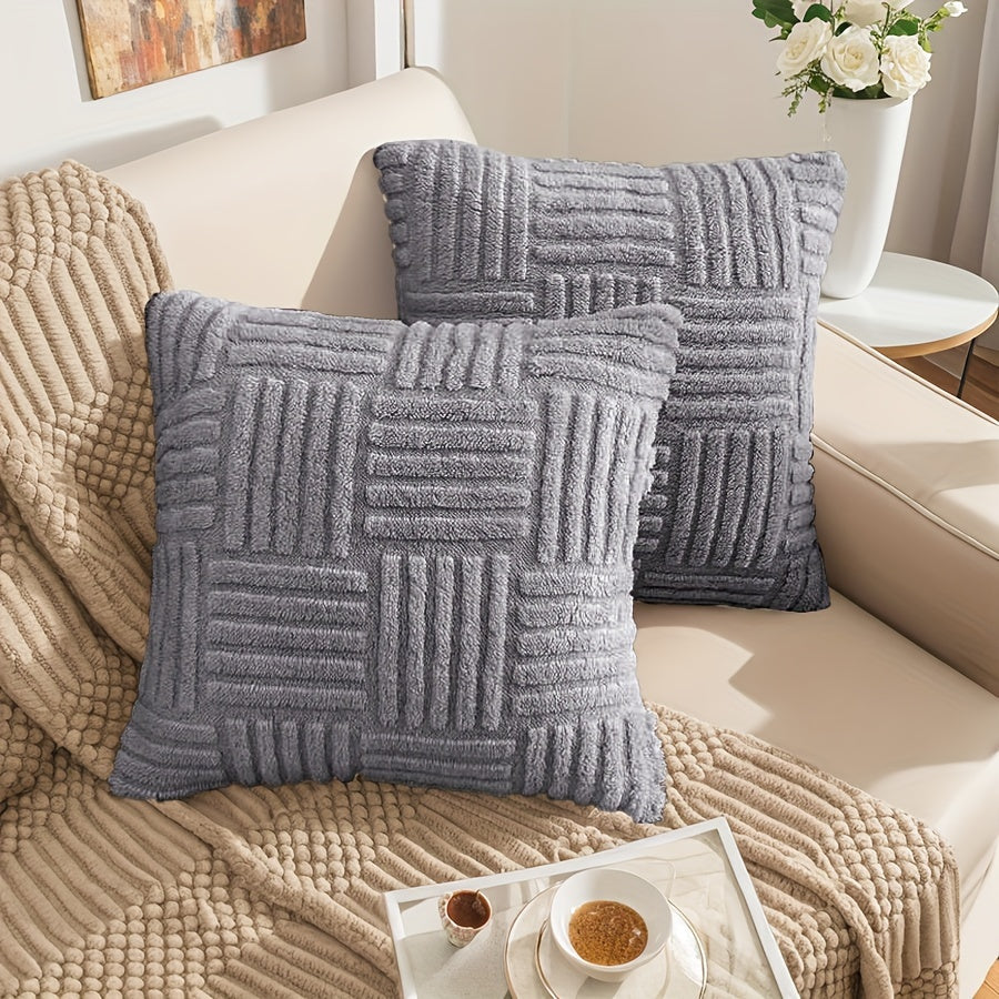 Boho Stripe Decorative Pillow Covers for Couch and Bed Set of 2 High-Quality Farmhouse Style