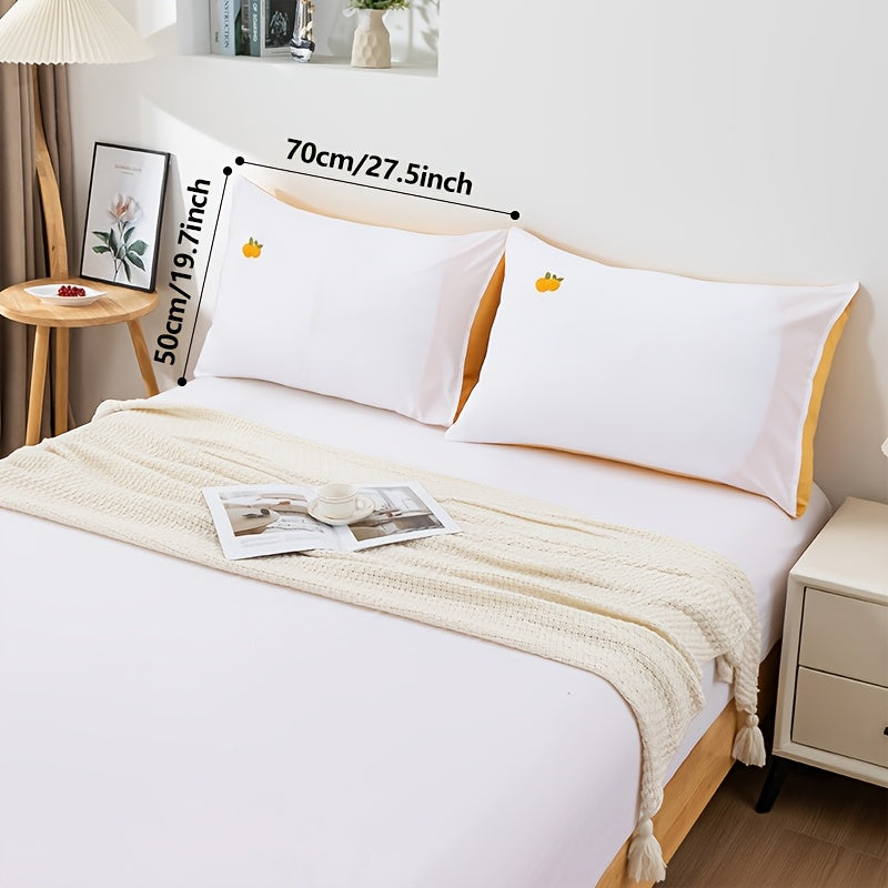 Two Pieces Pillowcases Towel Material 50x70 Flower Pattern Skin-Friendly Polyester Spandex