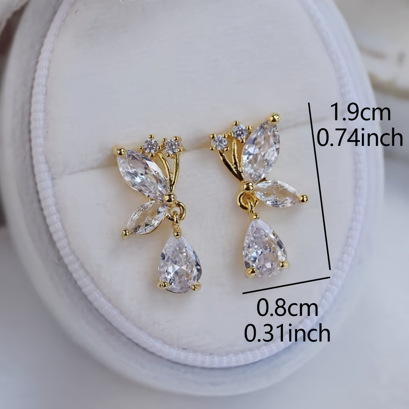 Women's Butterfly Glass Pendant Earrings Zinc Alloy Dangle Jewelry for All Seasons