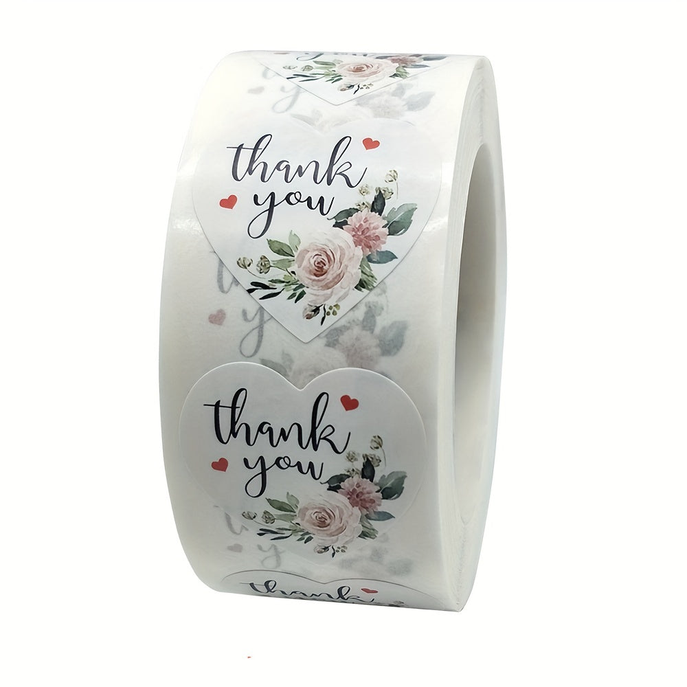 Heart Floral Glossy Round Paper Seal Labels 1 Inch for Wedding Envelopes