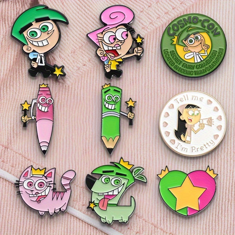 9 ta yoqimli hayvonlar metall belgilari to'plami - noyob multfilm qalam dizayni - do'stlaringiz uchun kitob sumkalariga, zargarlik buyumlariga, kiyimlarga va boshqalarga qo'shish uchun mukammal sovg'a!