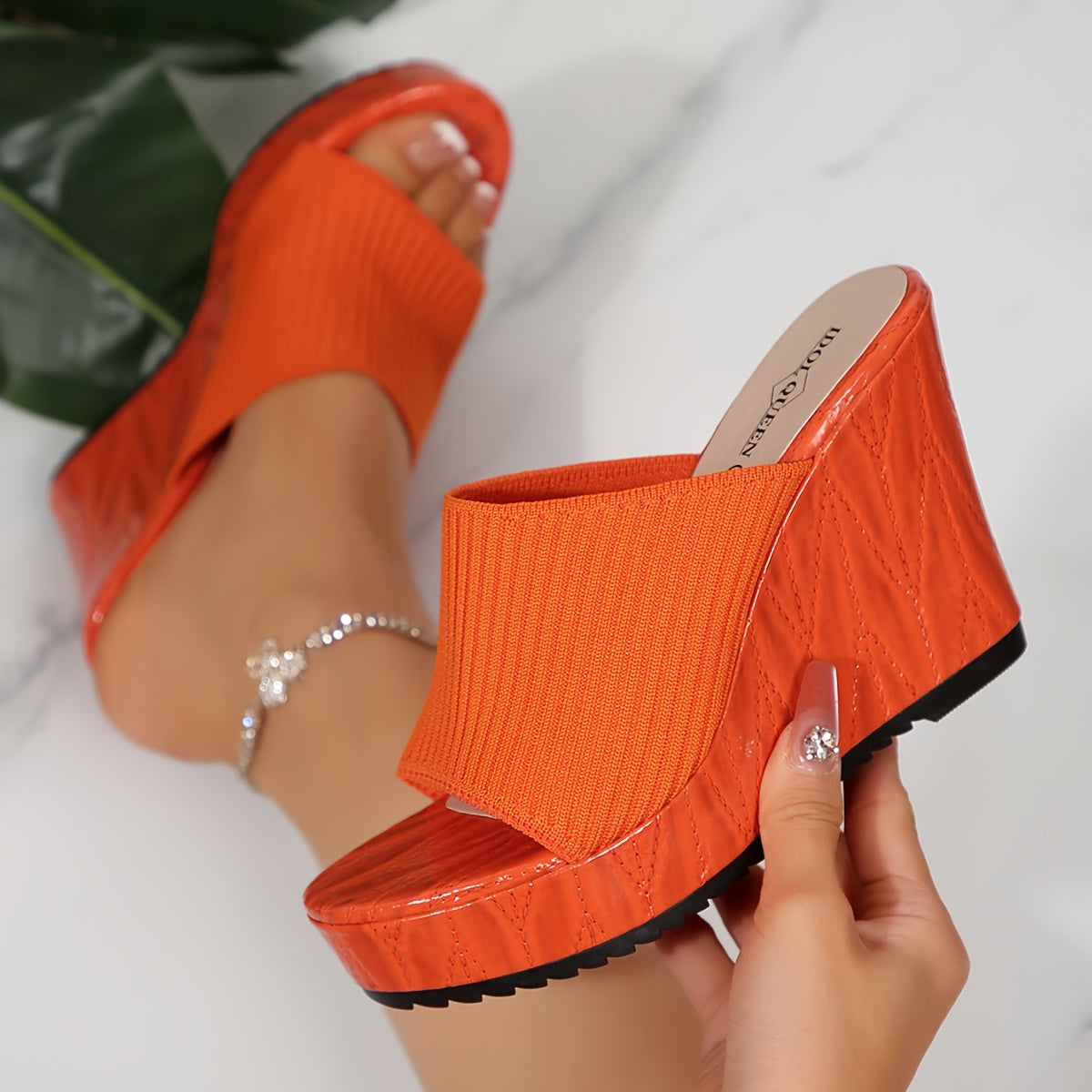 Women's French Knit Platform Sandals Open Toe Multi-Color Summer