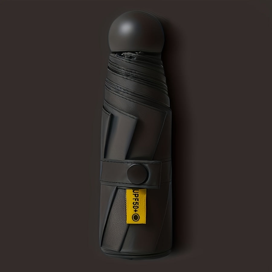 Women's Compact 5-Fold Umbrella Sun-Resistant Fabric 6-Rib Manual Open Plastic Handle