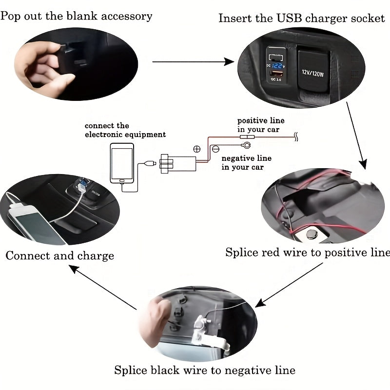 Universal Matte Finish Dual USB Charger Socket for Toyota Vehicles