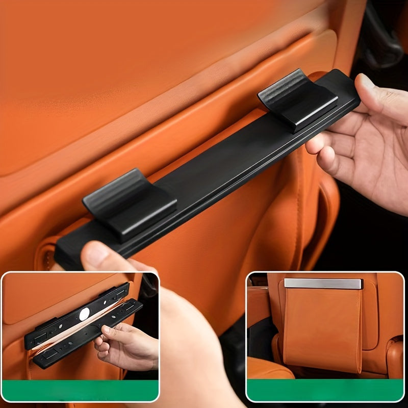 Cubo de basura para coche, organizador de cuero, almacenamiento magnético plegable, negro