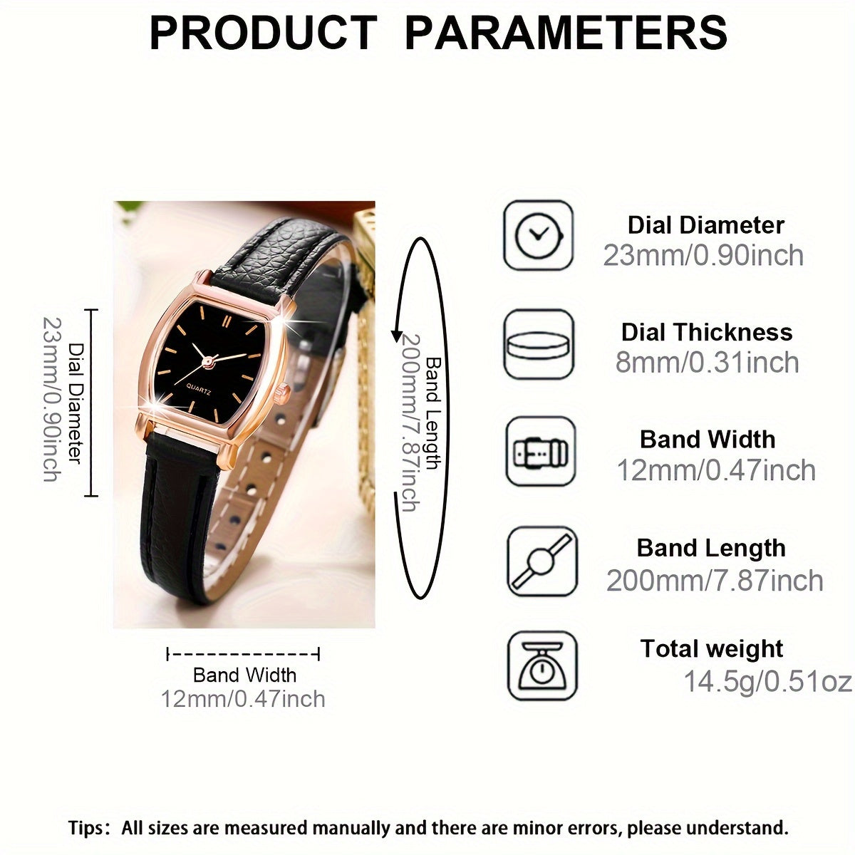 Ladies Watch Set with 5 Quartz Watches Brown PU Straps Jewelry for Women