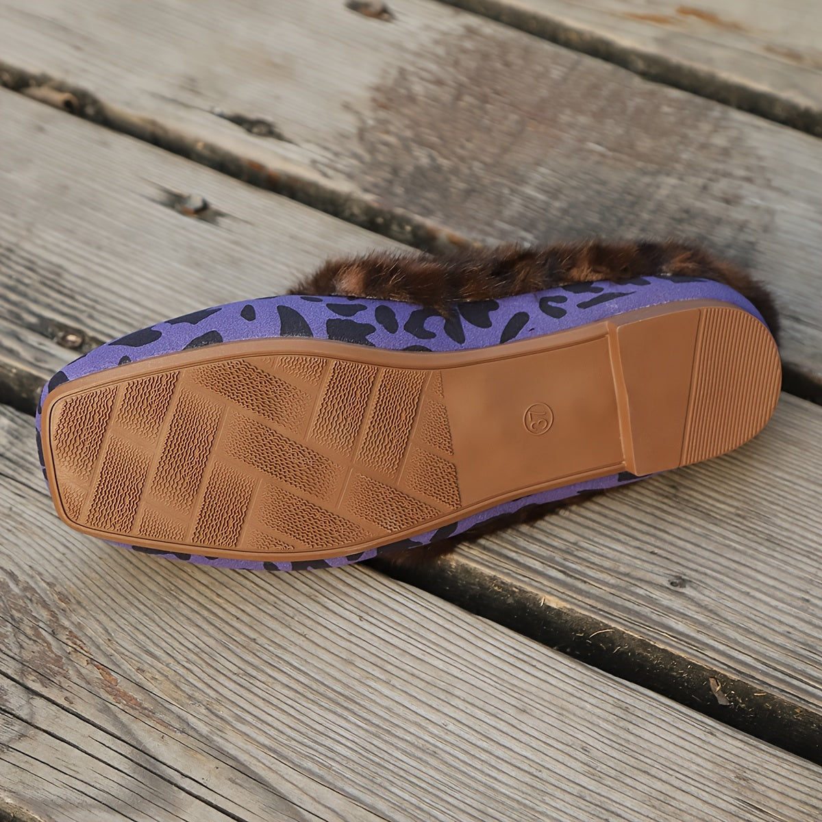 Women’s Leopard Print Plush Slippers Warm Faux Fur Indoor Shoes