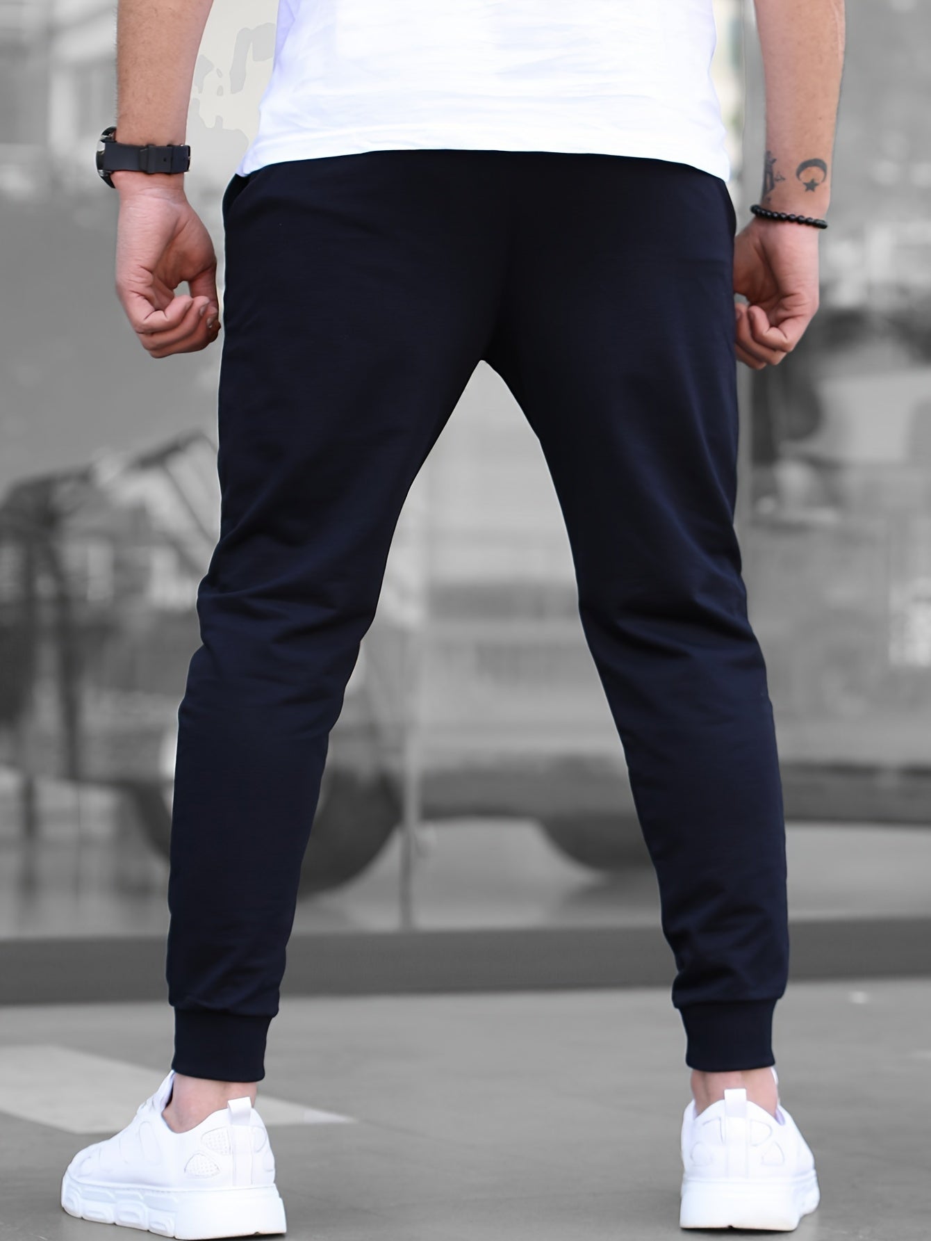 Men's Solid Color Knit Jogger Pants with Drawstrings Lightweight Breathable Slim Fit for Running and Fitness