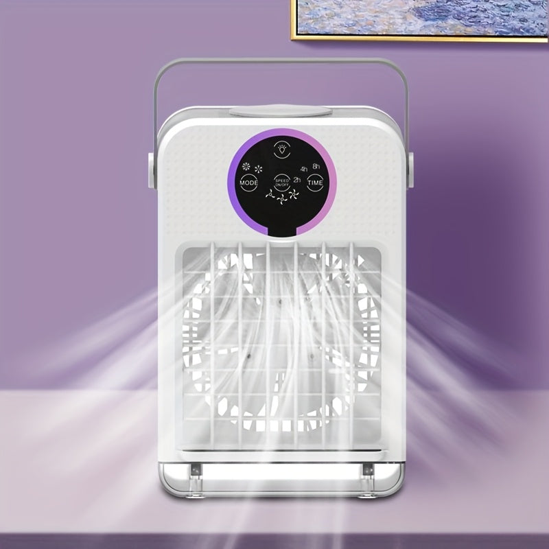 Portable Air Cooler with 700ml Water Tank Remote Control Misting Fan with Colorful Ambient Lights