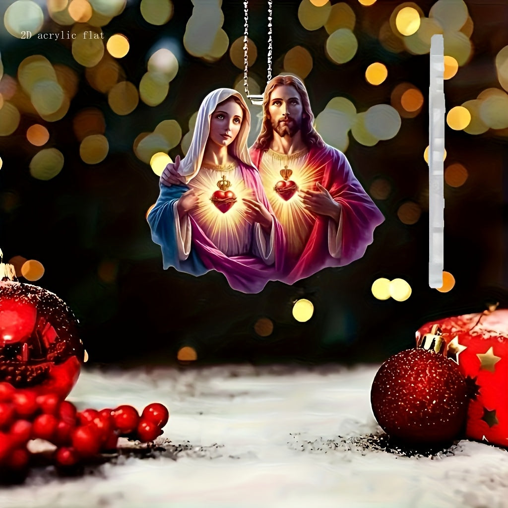 2D Acrylic Pendant Car Mirror Ornament Keychain with Light in Heart