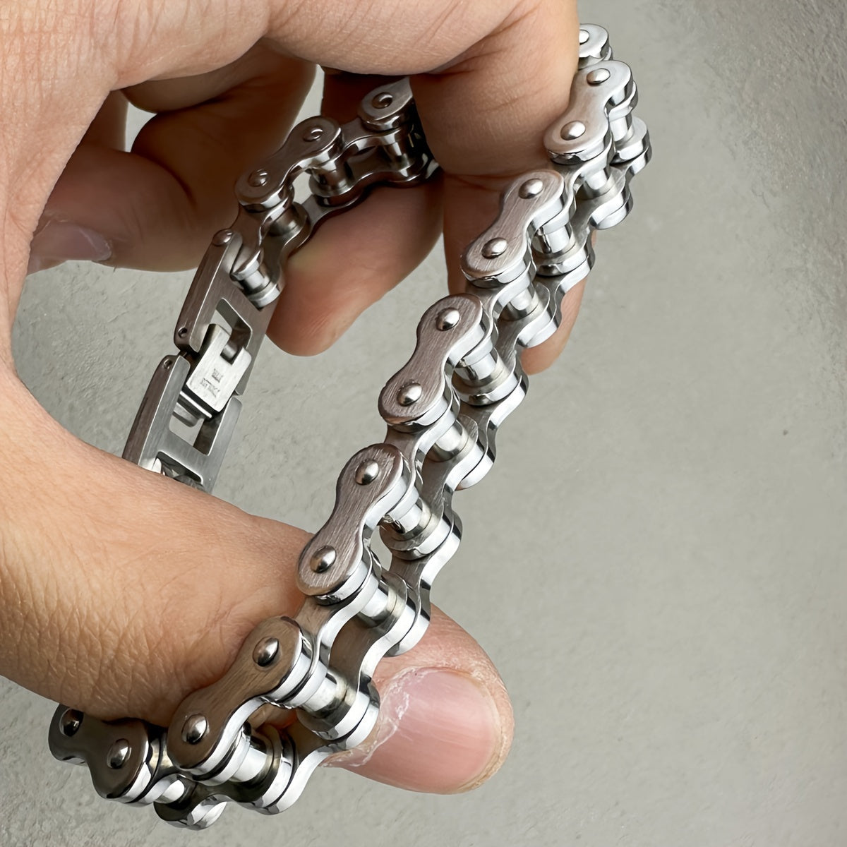 Stainless Steel Punk Rock Men Bracelet with Link Chain Jewelry