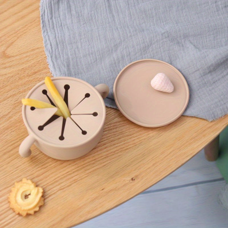 Baby Silicone Snack Bowl with Dustproof Cover and Food Supplement Cup for Food Safety