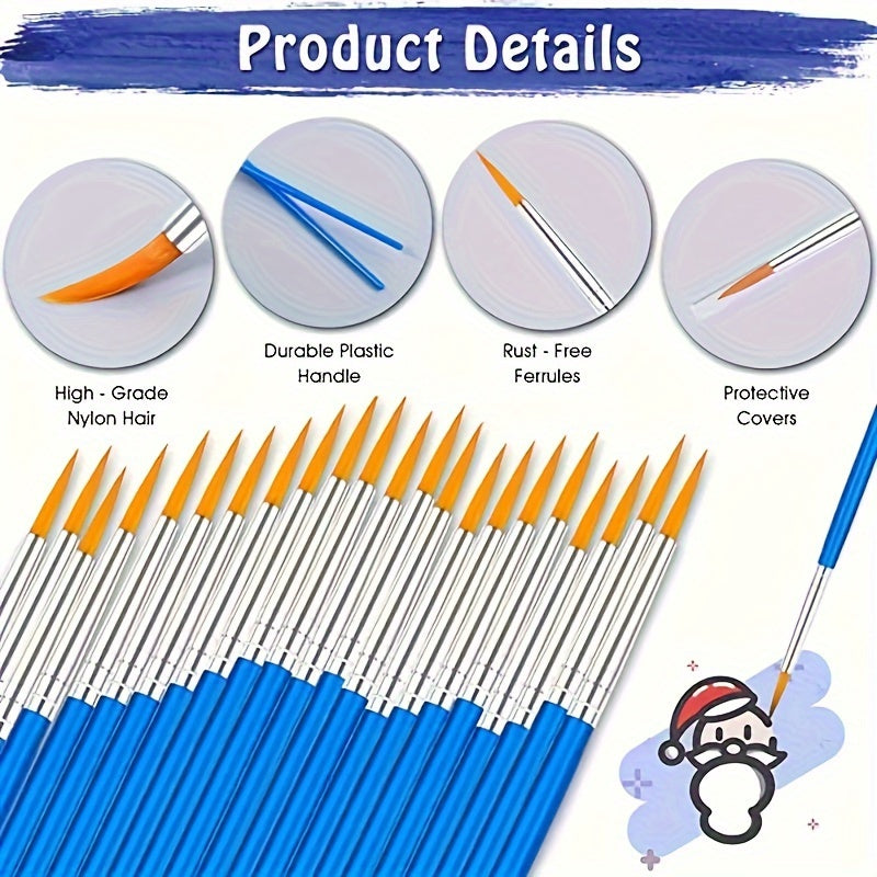 20 шт. синтетических кистей для живописи маслом, акрилом, акварелью, изящных искусств