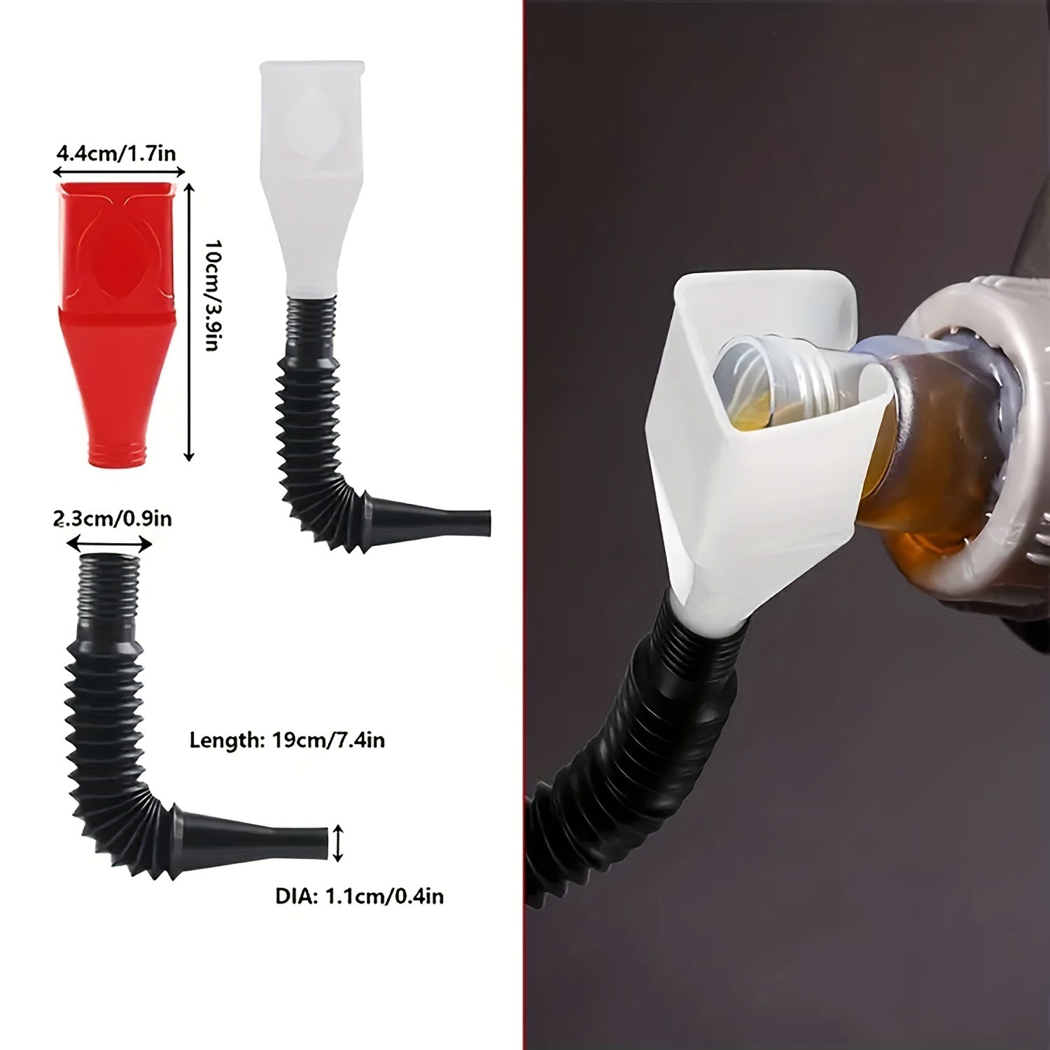 10 dona avtomobil funnel to'plami, uzun bo'yinli moy funnel, keng og'izli yonilg'i funnel va moslashuvchan funnel bilan