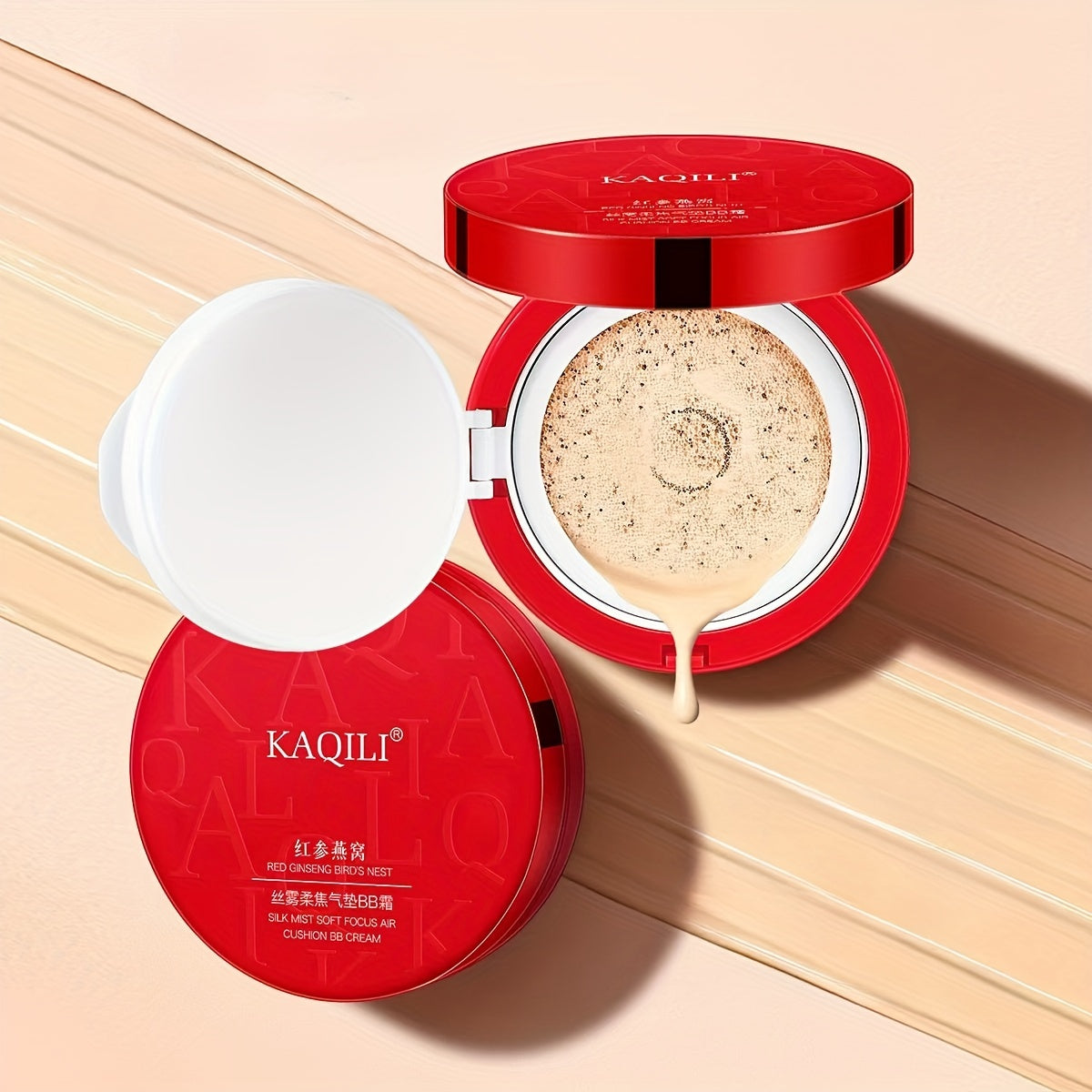 1 dona Ginseng Air Cushion Foundation barcha teri turlari uchun, namlantiruvchi makiyaj, concealer BB kremi va tabiiy tugatish bilan, 14 fevral va tug'ilgan kunlar uchun mukammal sovg'a.