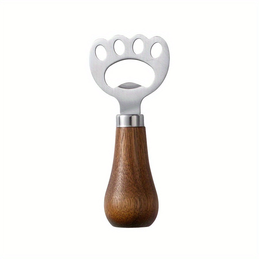 Stainless Steel Cat Claw Beer Opener with Wooden Handle