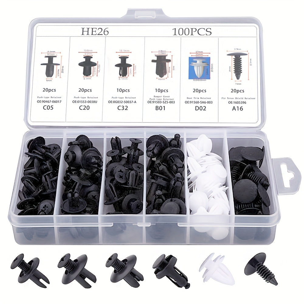 100 Pcs Car Plastic Rivets Fasteners Bumper Retainer Clips Door Trim