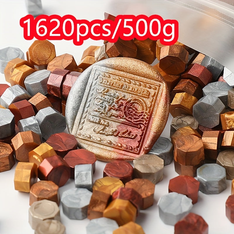 1620pcs 500g Octagonal Sealing Wax Particles for Envelope Gift Box DIY Retro Bulk Sealing Wax