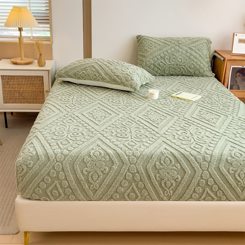 Yeldreams kosmik mavzudagi emboslangan taffeta yotoq to'plami 1 ta moslashtirilgan varaq va 2 ta yostiq qopqog'idan iborat bo'lib, 100% polyesterdan tayyorlangan. Bu barcha mavsumlar uchun iliqlik, yumshoq, teriga do'st, rang o'zgarishiga chidamli va