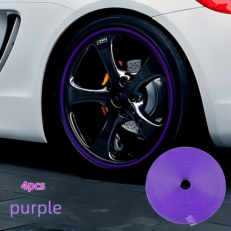 4pcs Universal Car Rim Protector Strips 195cm ABS Wheel Trim Anti-Collision Guards