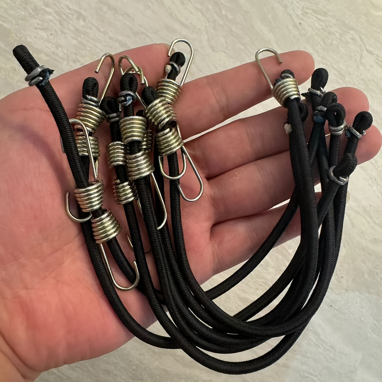 10 Pcs Elastic Bungee Cords With Hooks Black Rubber Straps