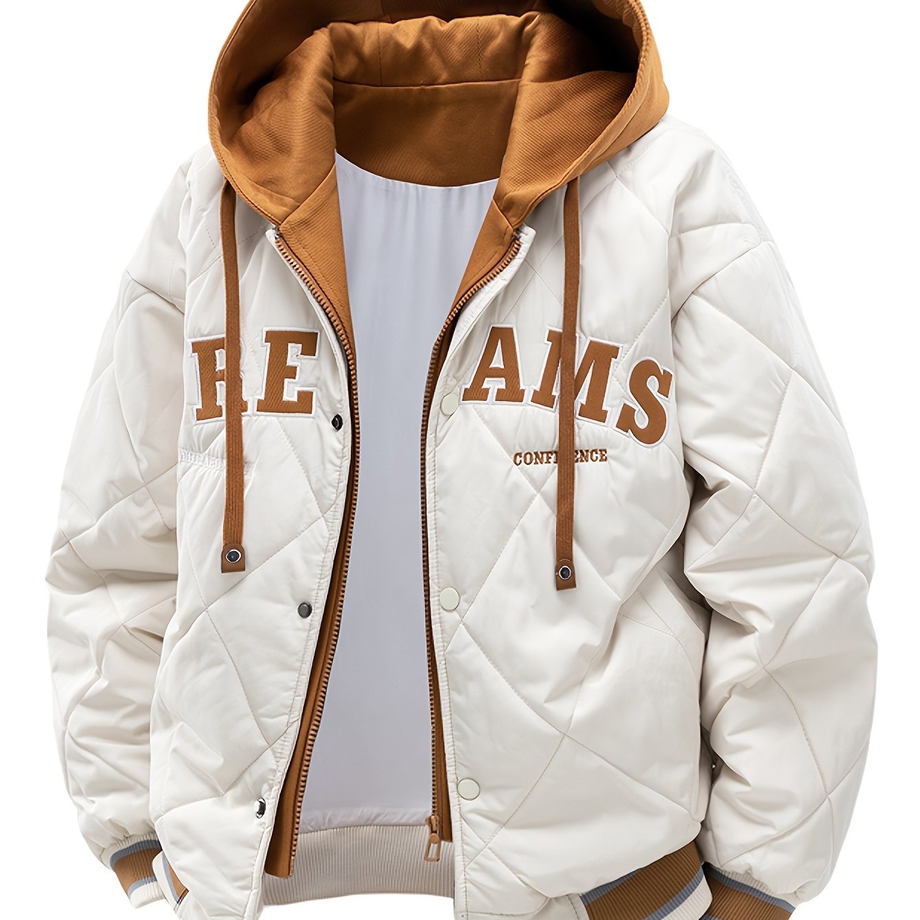 SIJIDOU Erkaklar Qish Kurtkasi, Tashqi Logotipi bilan - Qalin Parka Palto, 100% Polyester, Zipli Old Qismi, Boshli Dizayn, Qishki Sport va Tashqi Faoliyatlar uchun Oddiy Fit, Sovuq Havoga Mos Kiyim.