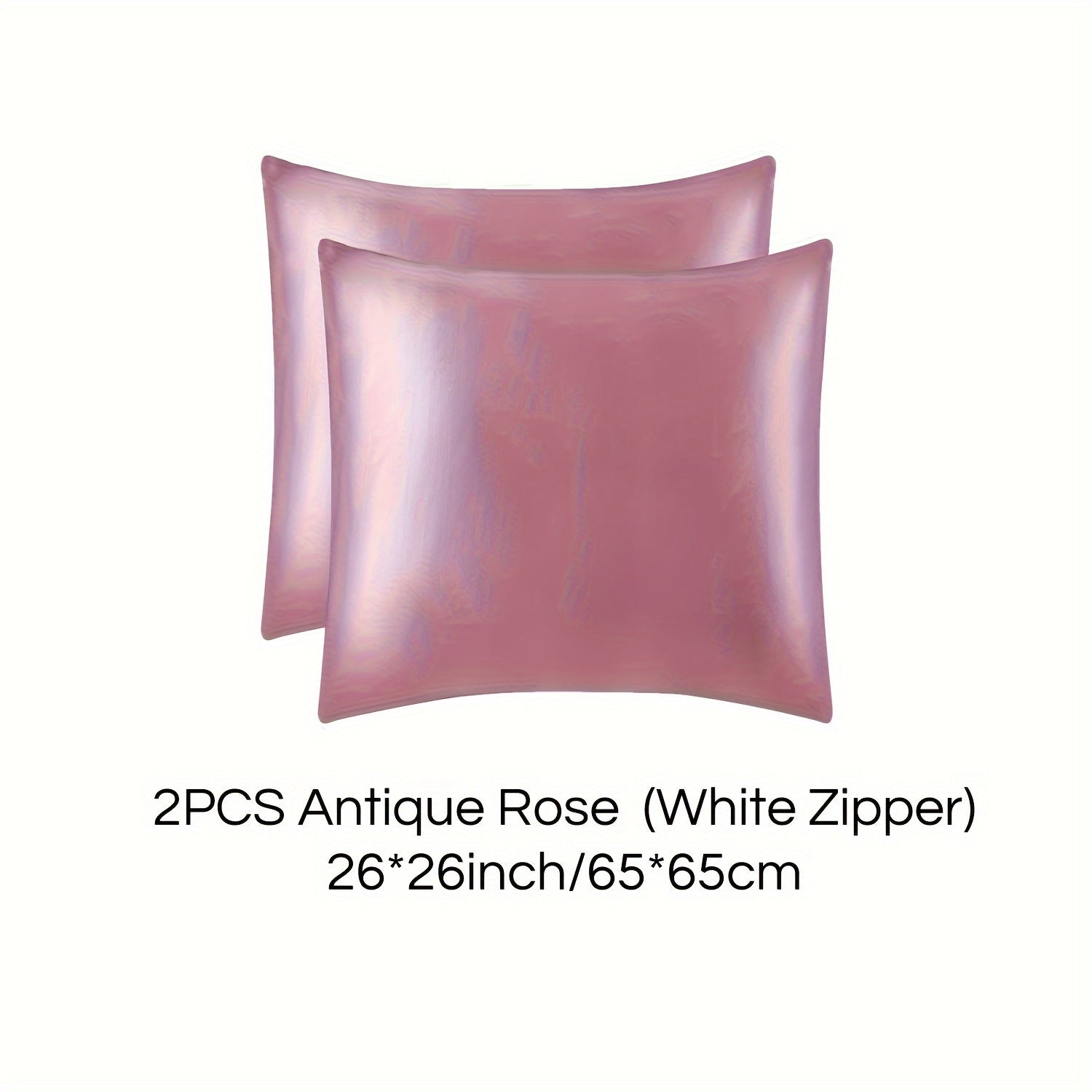 Set of 2 Mulberry Silk Pillowcases Hypoallergenic Satin Weave Solid Color Invisible Zipper Machine Washable Skin Hair Care