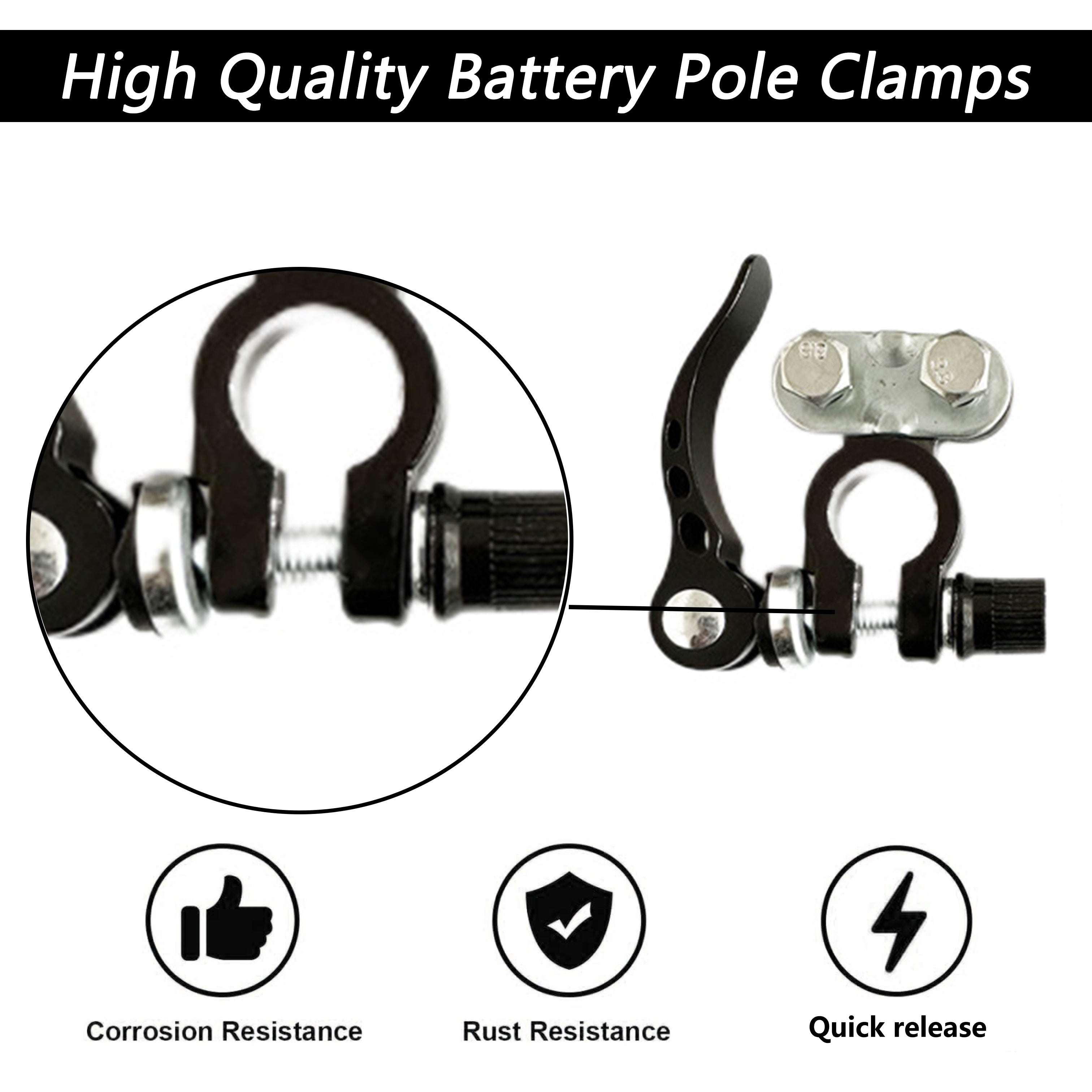 2-Pack Aluminum Alloy Car Battery Terminal Connectors Positive Negative Cable Ends