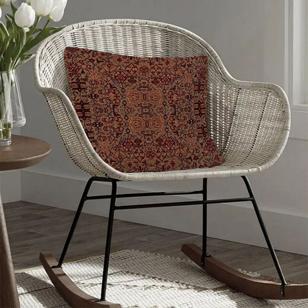 Bohemian Style Golden Brown Double-Sided Pillow Cover 45x45cm Decorative Cushion Cover for Sofa Bedroom