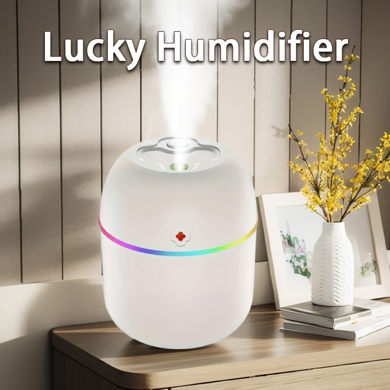 Modern White USB Humidifier for Bedroom and Home with Colorful Accents