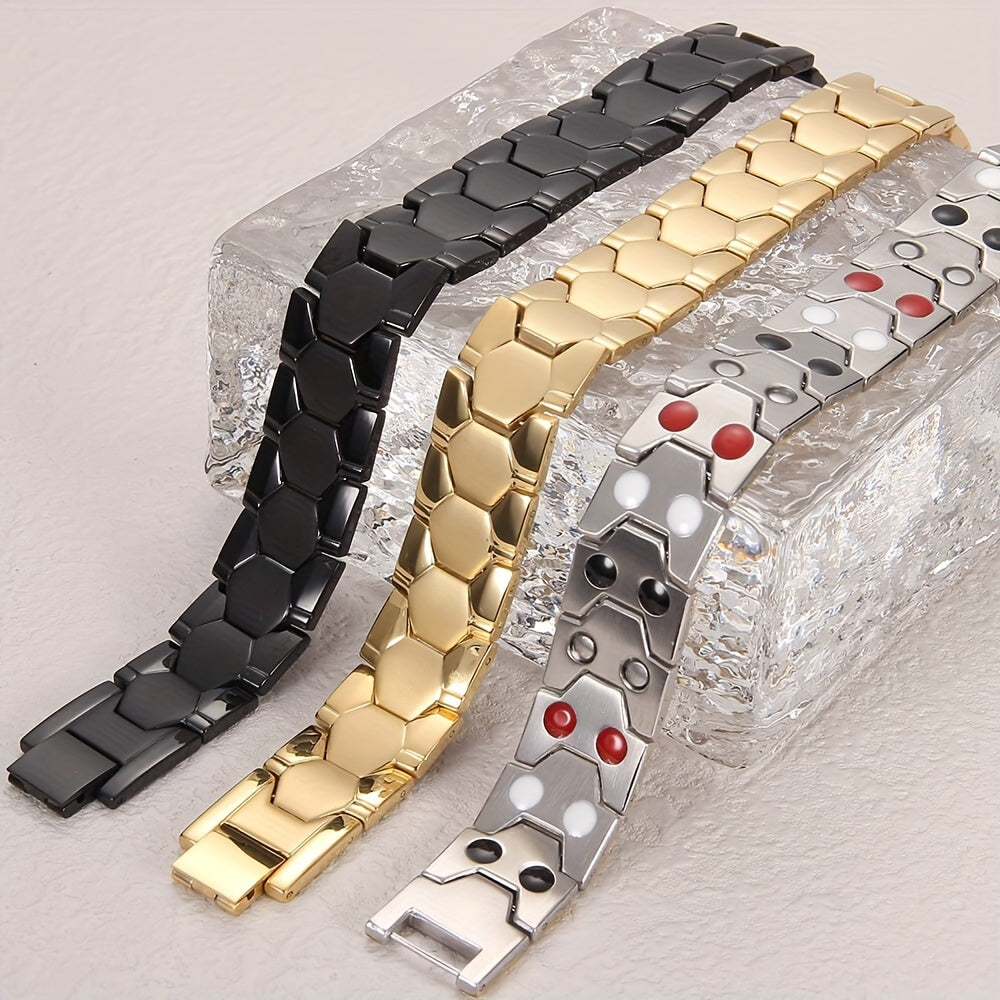 Men's Titanium Steel Magnetic Bracelet with 3500 Gauss Magnets Adjustable Stylish Gift