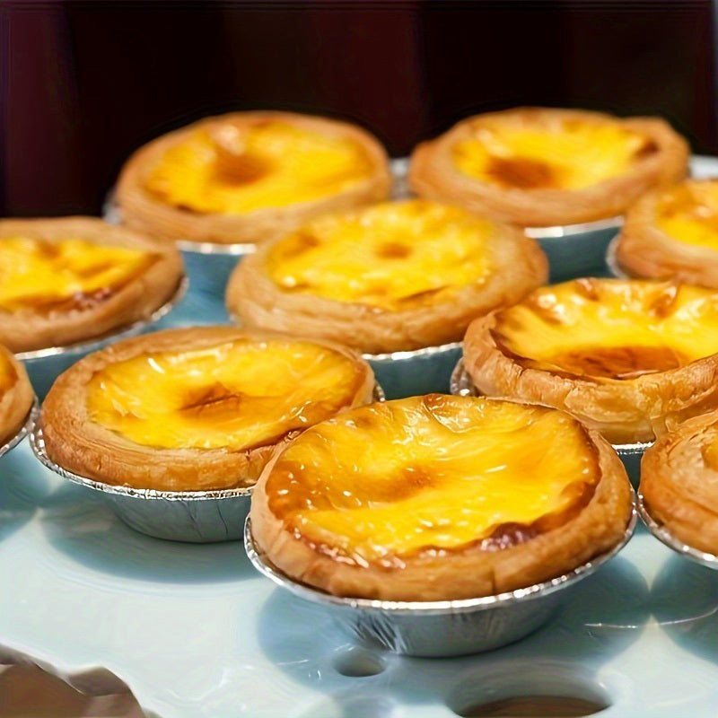 100/200 Pack Disposable Round Baking Foil Tins for Tarts and Pastries