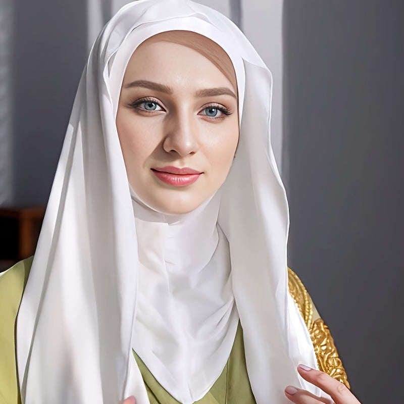 White Chiffon Instant Hijab with Spandex for Full Coverage Ramadan Gift